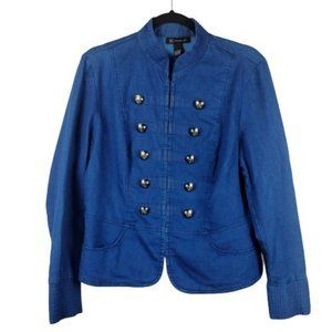 Rare vintage INC Denim Jacket with Neru Collar and Military Style Buttons